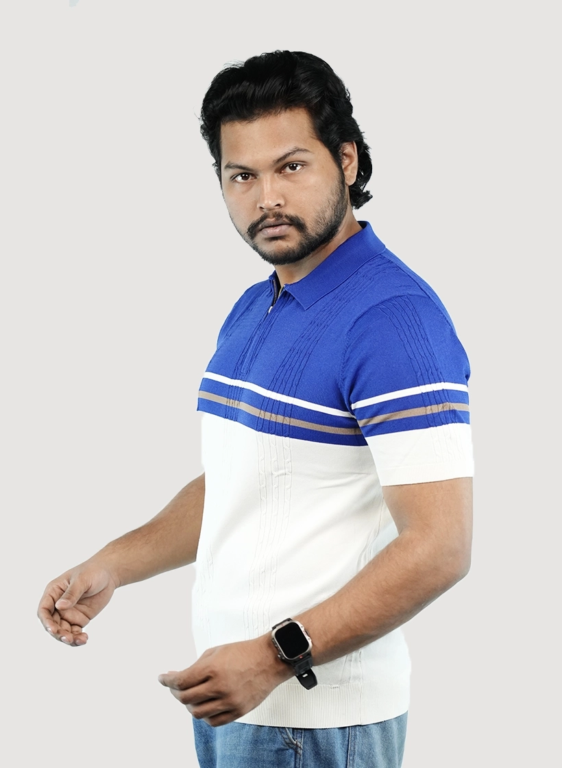 Men's color-Block Cable Knit Polo